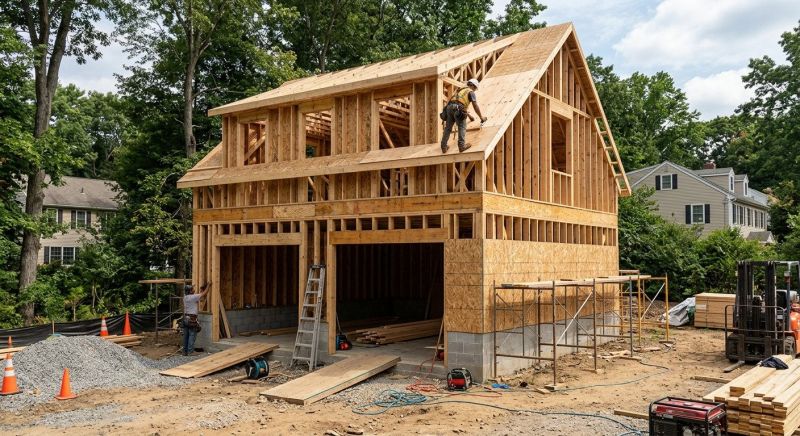 Two Story Garage Construction in North Charleston, SC